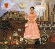 The self-portrait of artist and monkey Frida Kahlo